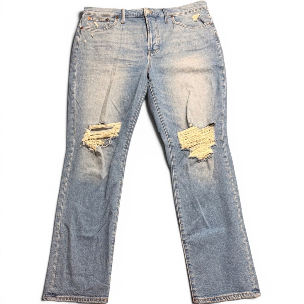 Madwell The Perfect Vintage Jean Light Wash Distressed Ripped Knee Denim 31
